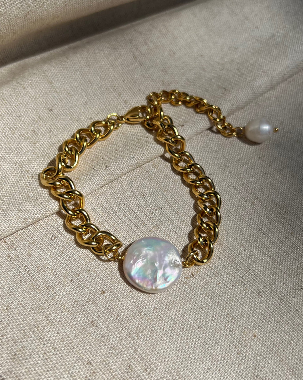 Cuban Link Pearl Bracelet